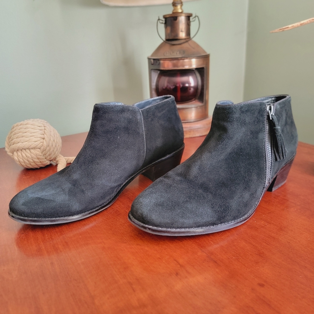 Vionic Serena Ankle Booties Black Suede Side Zip Comfort Boots Size 10